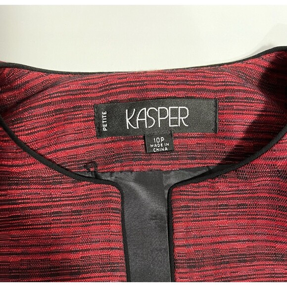 NEW Kasper Suit Jacket Red Black Stripe & Black Side Zip Top Women 10 Petite - Picture 6 of 15